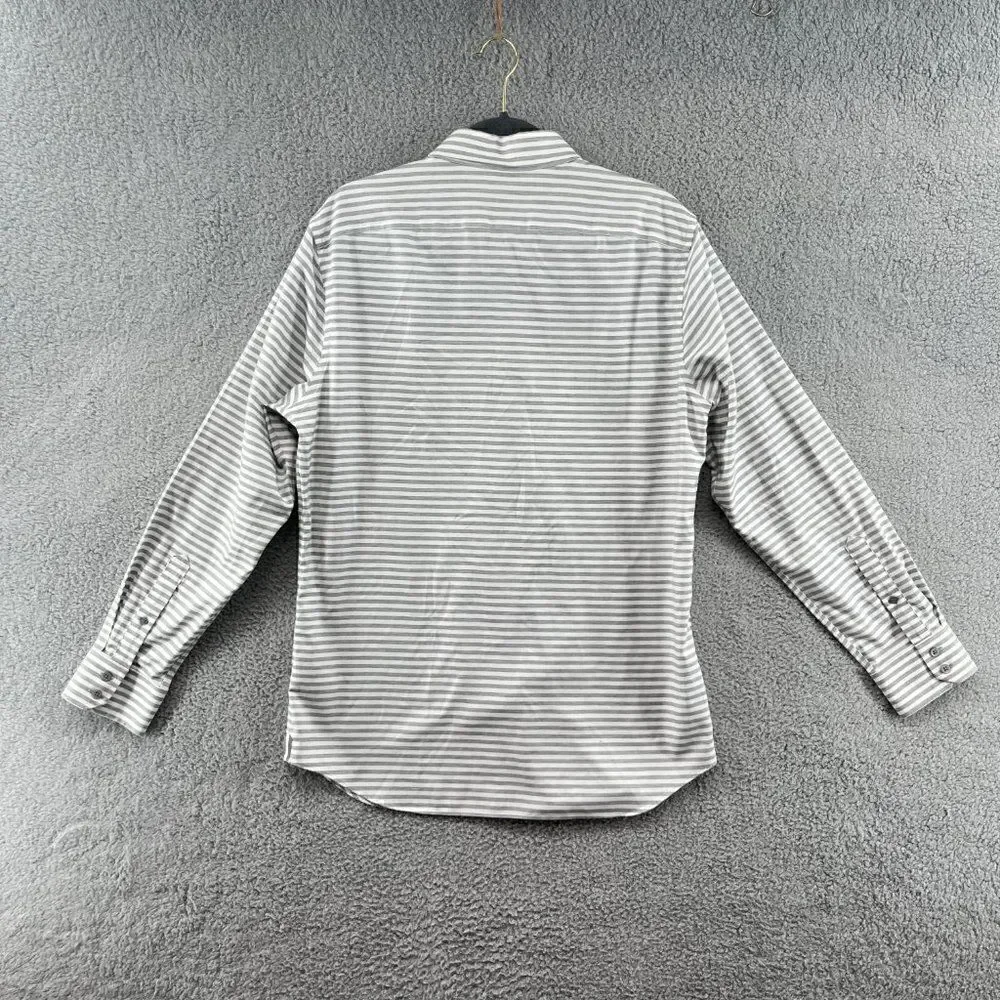 Banana republic button down shirt mens large gray white stripe NEW